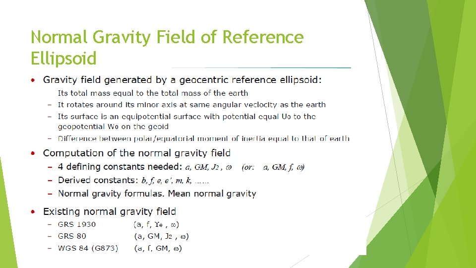 Normal Gravity Field of Reference Ellipsoid 