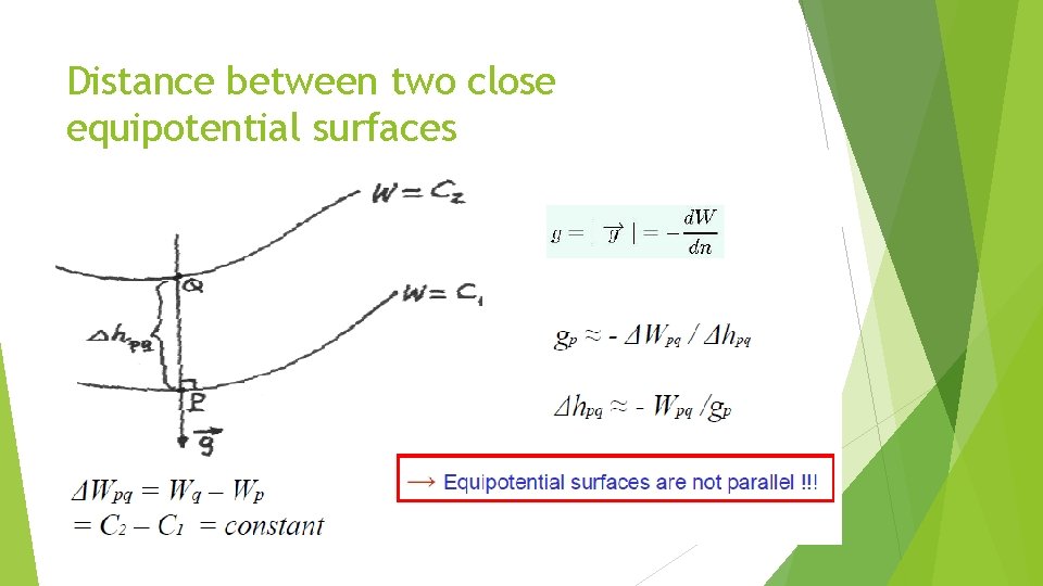 Distance between two close equipotential surfaces 