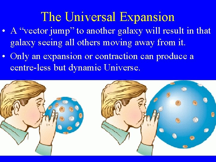 The Universal Expansion • A “vector jump” to another galaxy will result in that