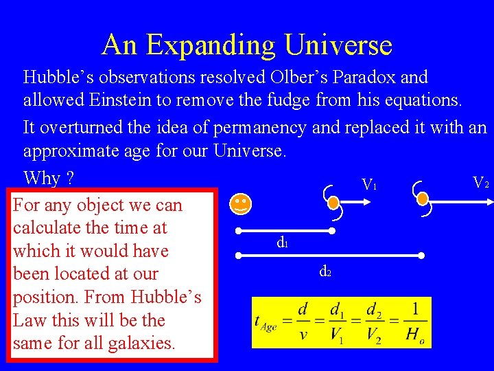 An Expanding Universe Hubble’s observations resolved Olber’s Paradox and allowed Einstein to remove the