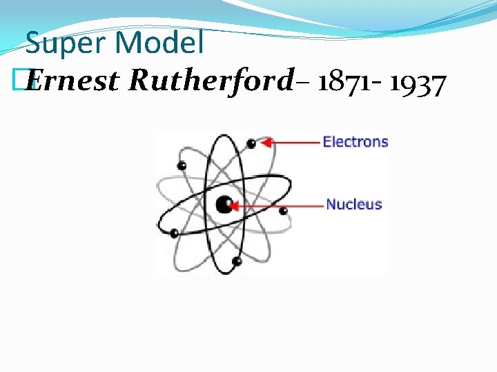 Super Model � Ernest Rutherford– 1871 - 1937 