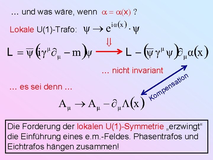  und was wäre, wenn x Lokale U(1)-Trafo: nicht invariant on i t a