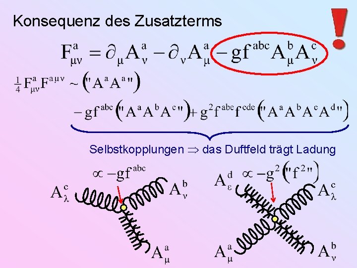 Konsequenz des Zusatzterms Selbstkopplungen das Duftfeld trägt Ladung Konsequenz des Zusatzterms Selbstkopplungen das Duftfeld trägt Ladung