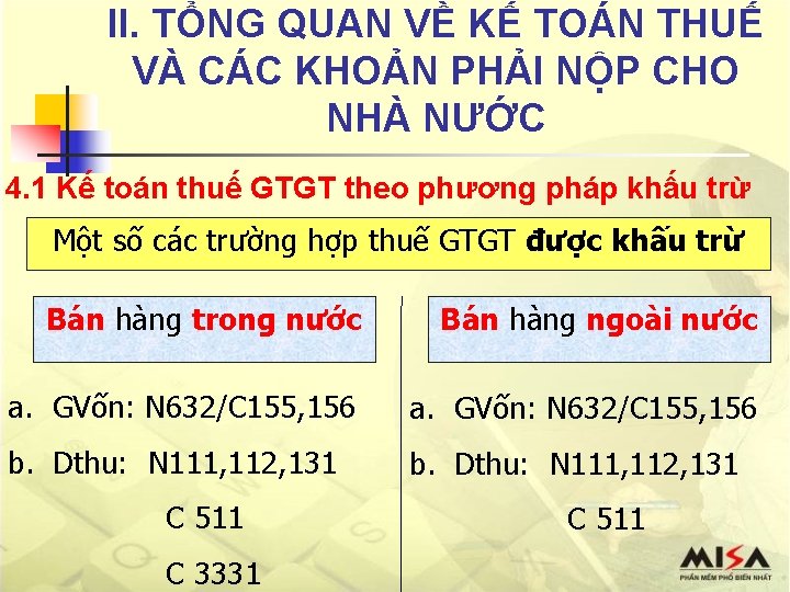 II. TỔNG QUAN VỀ KẾ TOÁN THUẾ VÀ CÁC KHOẢN PHẢI NỘP CHO NHÀ