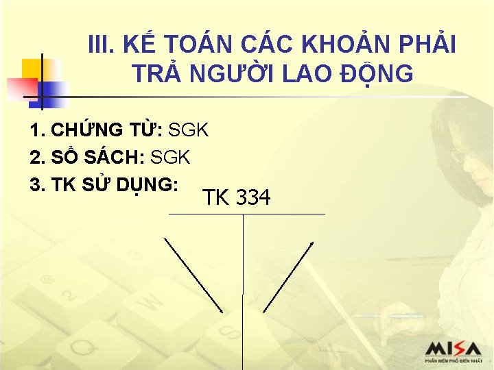 III. KẾ TOÁN CÁC KHOẢN PHẢI TRẢ NGƯỜI LAO ĐỘNG 1. CHỨNG TỪ: SGK