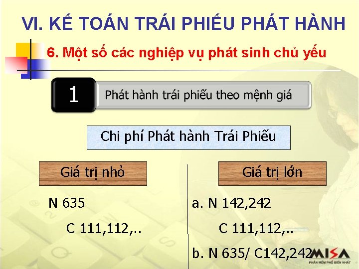 VI. KẾ TOÁN TRÁI PHIẾU PHÁT HÀNH 6. Một số các nghiệp vụ phát