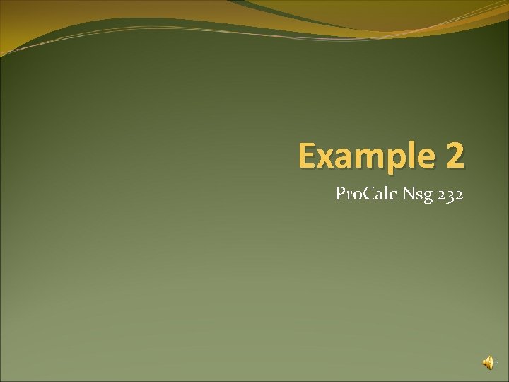 Example 2 Pro. Calc Nsg 232 