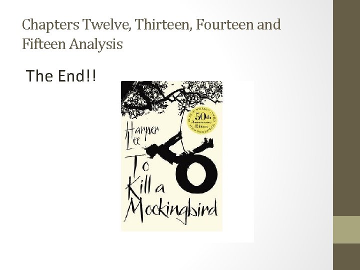 Chapters Twelve, Thirteen, Fourteen and Fifteen Analysis The End!! 