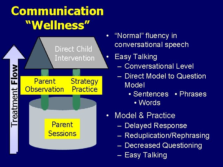 Communication “Wellness” Treatment Flow Direct Child Intervention Parent Strategy Observation Practice Parent Sessions •