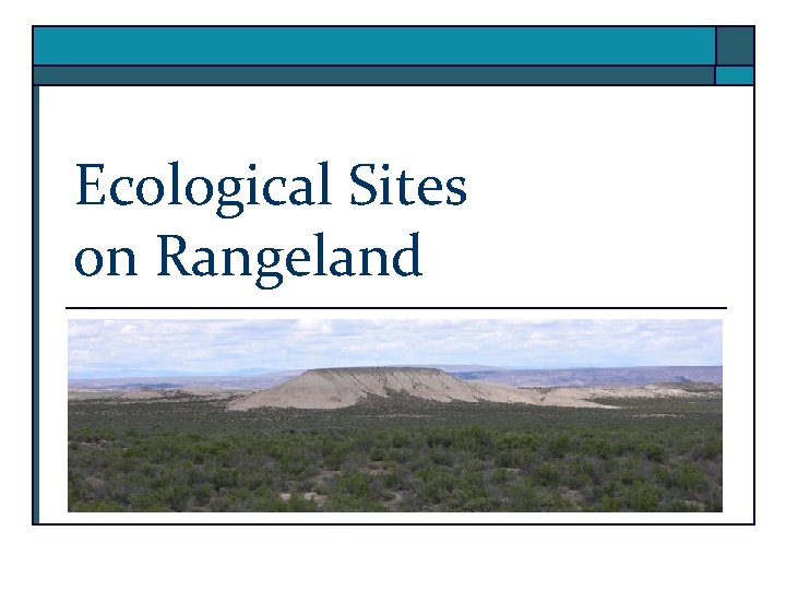 Ecological Sites on Rangeland 