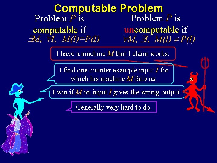 Computable Problem P is computable if M, I, M(I)=P(I) Problem P is uncomputable if