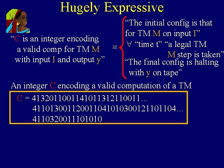 Hugely Expressive “The initial config is that for TM M on input I” “C