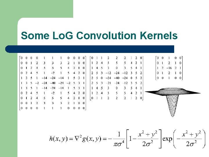 Some Lo. G Convolution Kernels 