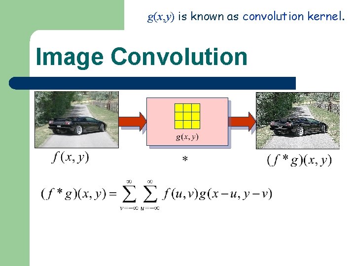 g(x, y) is known as convolution kernel. Image Convolution 