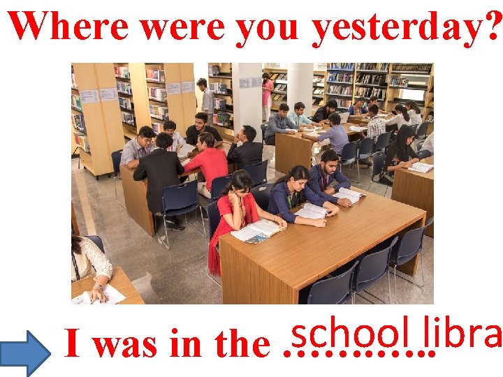 Where were you yesterday? school libra I was in the ……. …. . 