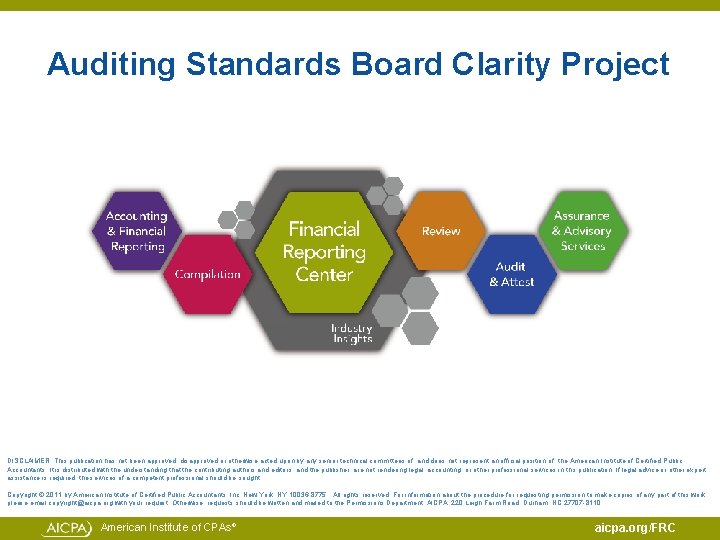 Auditing Standards Board Clarity Project DISCLAIMER: This publication has not been approved, disapproved or