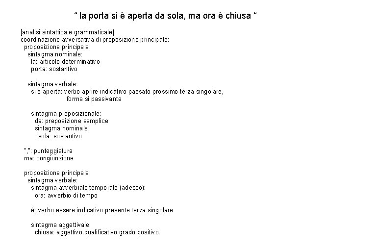 “ la porta si è aperta da sola, ma ora è chiusa “ [analisi