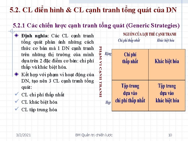 5. 2. CL điển hình & CL cạnh tranh tổng quát của DN 5.