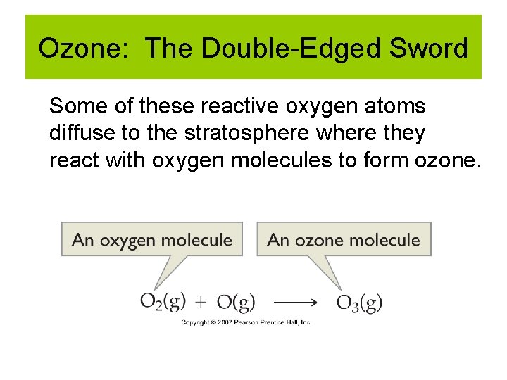 Ozone: The Double-Edged Sword Some of these reactive oxygen atoms diffuse to the stratosphere Ozone: The Double-Edged Sword Some of these reactive oxygen atoms diffuse to the stratosphere