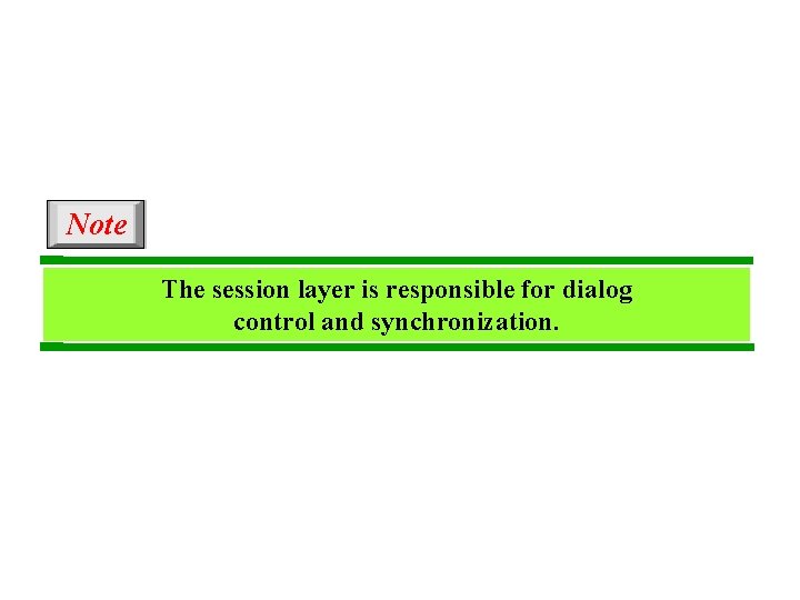 Note The session layer is responsible for dialog control and synchronization. 