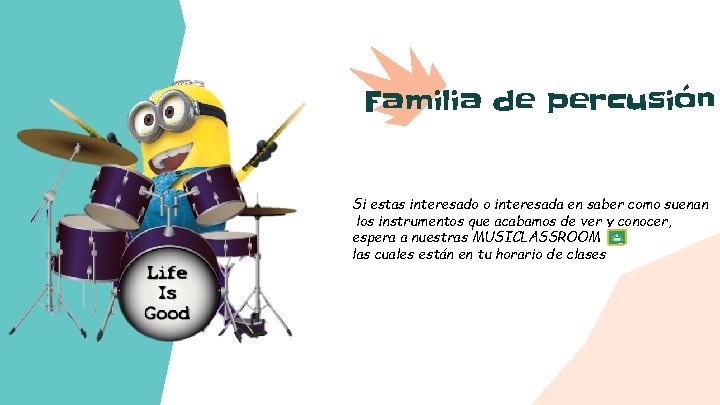 Familia de percusión Si estas interesado o interesada en saber como suenan los instrumentos