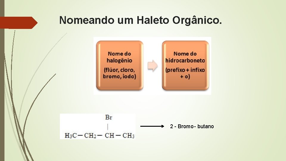 Nomeando um Haleto Orgânico. 2 - Bromo - butano Nomeando um Haleto Orgânico. 2 - Bromo - butano