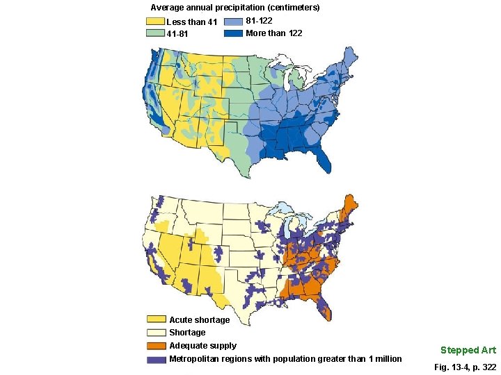 Average annual precipitation (centimeters) Less than 41 41 -81 81 -122 More than 122 Average annual precipitation (centimeters) Less than 41 41 -81 81 -122 More than 122