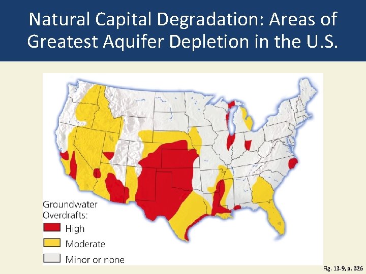 Natural Capital Degradation: Areas of Greatest Aquifer Depletion in the U. S. Fig. 13 Natural Capital Degradation: Areas of Greatest Aquifer Depletion in the U. S. Fig. 13