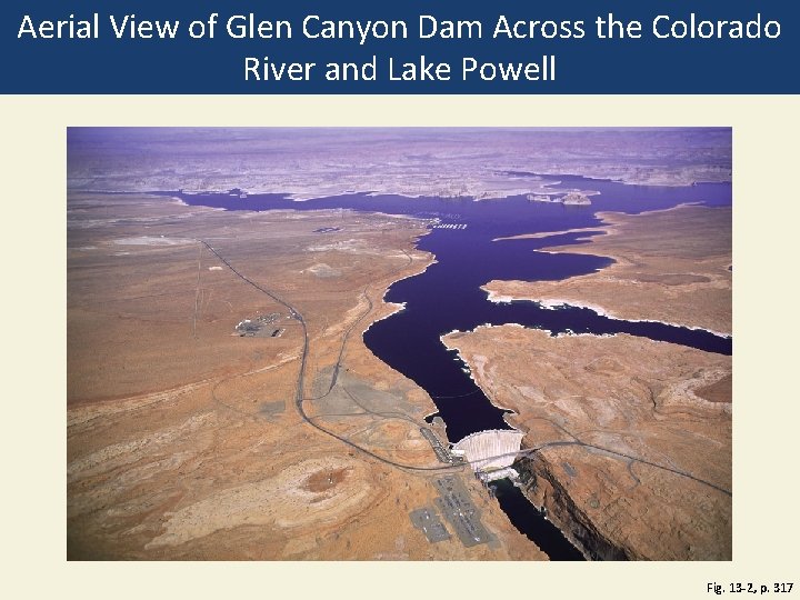 Aerial View of Glen Canyon Dam Across the Colorado River and Lake Powell Fig. Aerial View of Glen Canyon Dam Across the Colorado River and Lake Powell Fig.