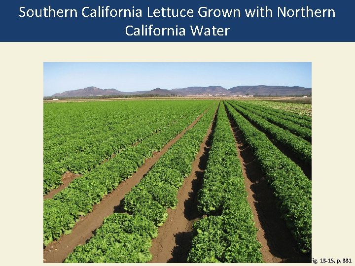 Southern California Lettuce Grown with Northern California Water Fig. 13 -15, p. 331 