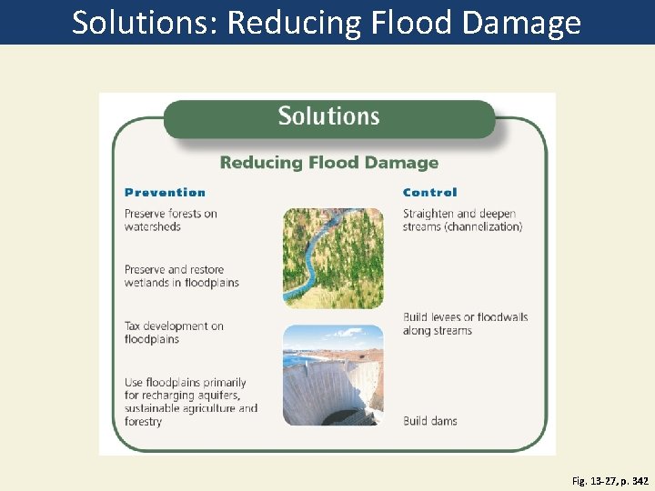 Solutions: Reducing Flood Damage Fig. 13 -27, p. 342 Solutions: Reducing Flood Damage Fig. 13 -27, p. 342