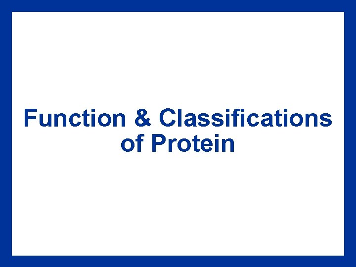 Function & Classifications of Protein 