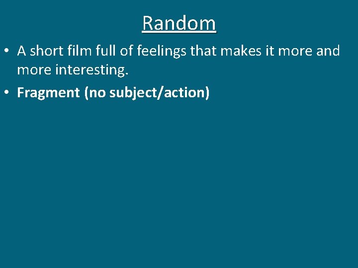 Random • A short film full of feelings that makes it more and more