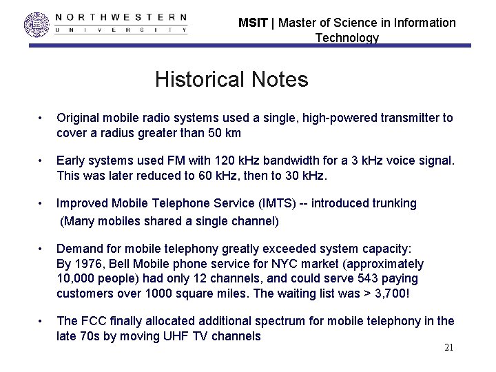 MSIT | Master of Science in Information Technology Historical Notes • Original mobile radio
