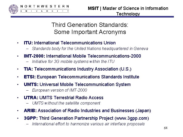 MSIT | Master of Science in Information Technology Third Generation Standards: Some Important Acronyms