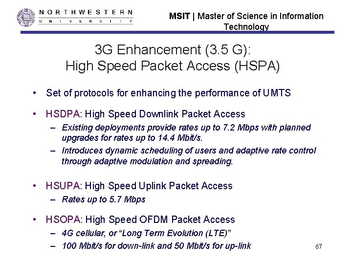 MSIT | Master of Science in Information Technology 3 G Enhancement (3. 5 G):