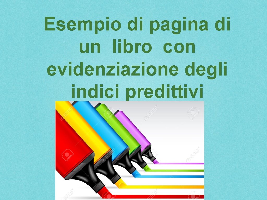 Esempio di pagina di un libro con evidenziazione degli indici predittivi Esempio di pagina di un libro con evidenziazione degli indici predittivi