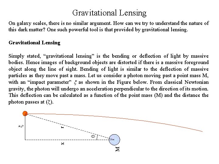 Gravitational Lensing On galaxy scales, there is no similar argument. How can we try