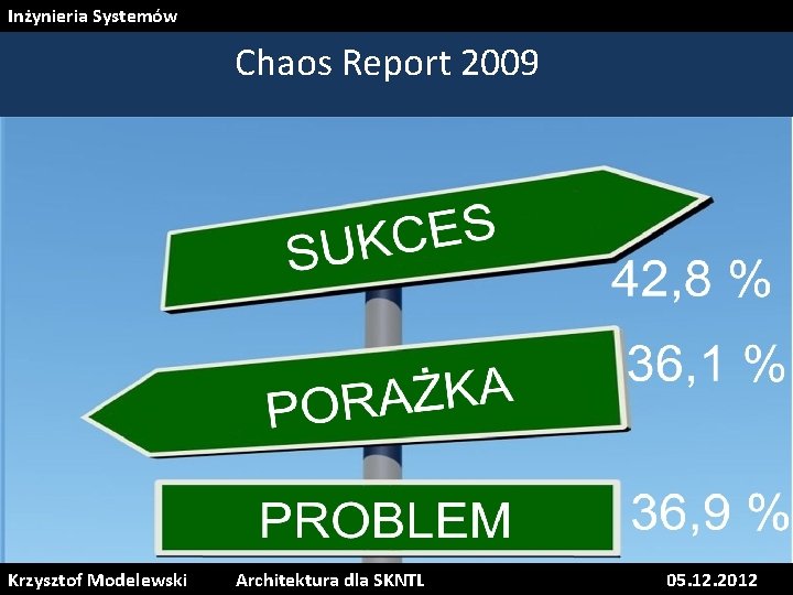 Inżynieria Systemów Chaos Report 2009 Krzysztof Modelewski Architektura dla SKNTL 05. 12. 2012 