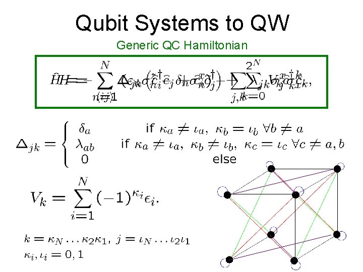 Qubit Systems to QW Generic QC Hamiltonian 