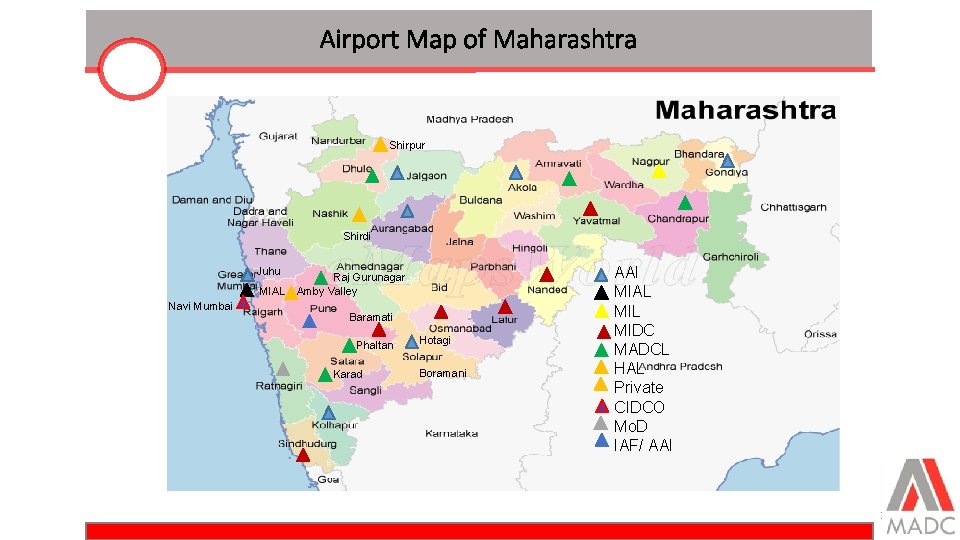 Airport Map of Maharashtra Shirpur Shirdi Juhu MIAL Navi Mumbai Raj Gurunagar Amby Valley
