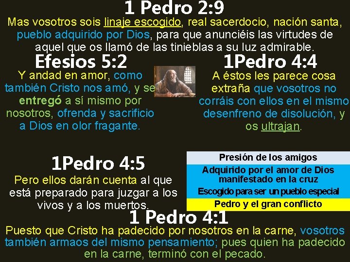 1 Pedro 2: 9 Mas vosotros sois linaje escogido, real sacerdocio, nación santa, pueblo