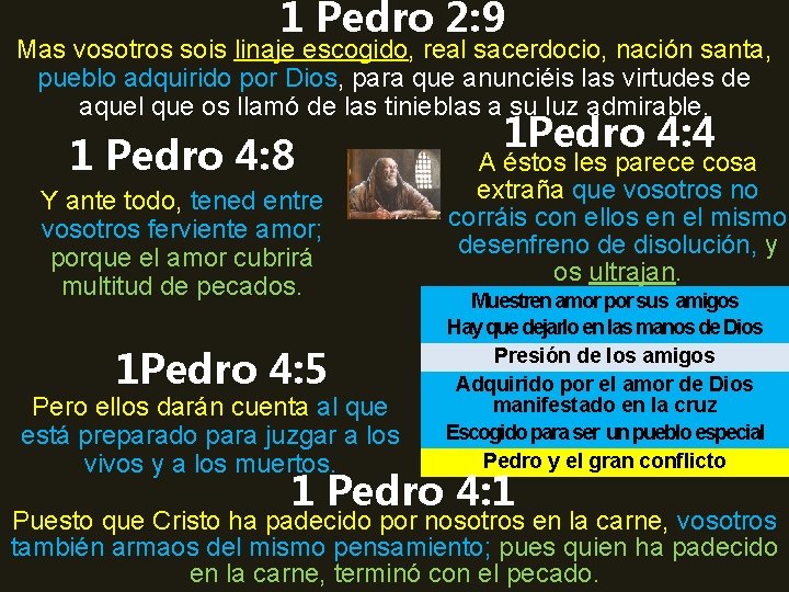 1 Pedro 2: 9 Mas vosotros sois linaje escogido, real sacerdocio, nación santa, pueblo