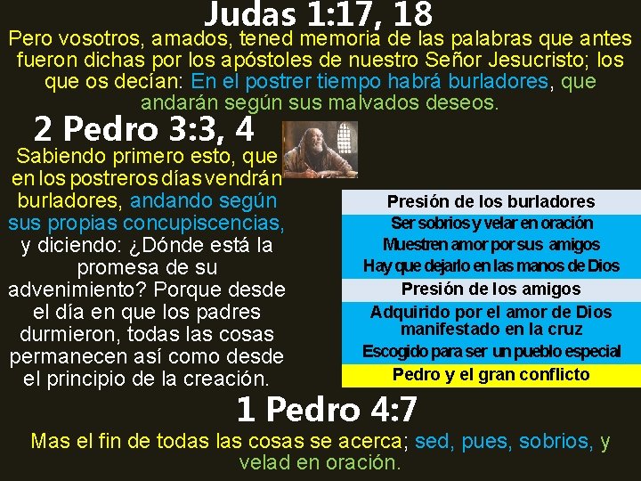 Judas 1: 17, 18 Pero vosotros, amados, tened memoria de las palabras que antes