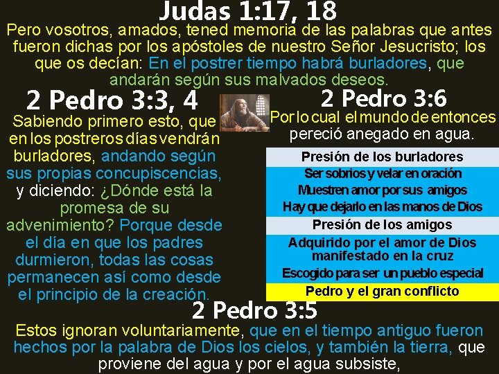 Judas 1: 17, 18 Pero vosotros, amados, tened memoria de las palabras que antes