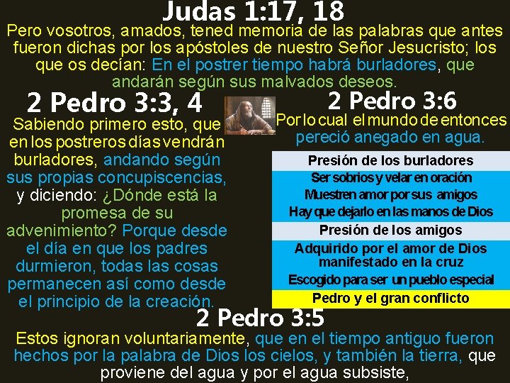 Judas 1: 17, 18 Pero vosotros, amados, tened memoria de las palabras que antes