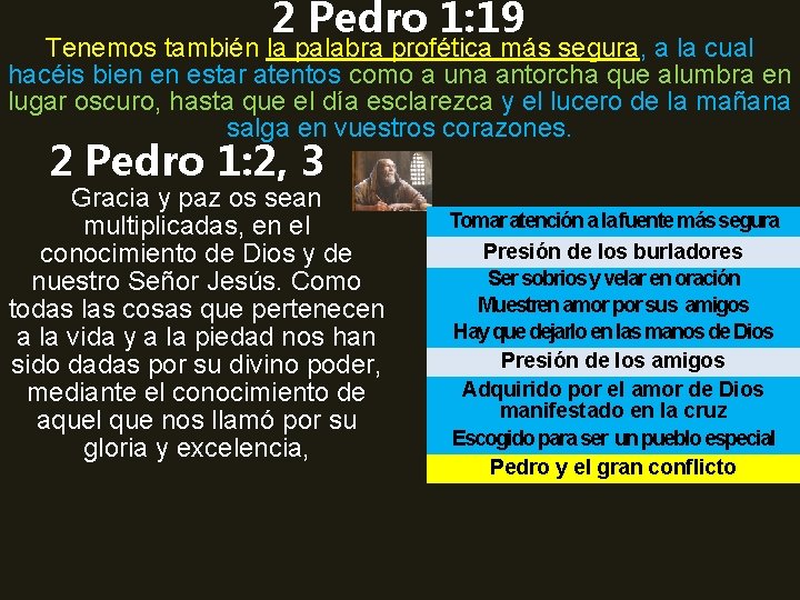 2 Pedro 1: 19 Tenemos también la palabra profética más segura, a la cual