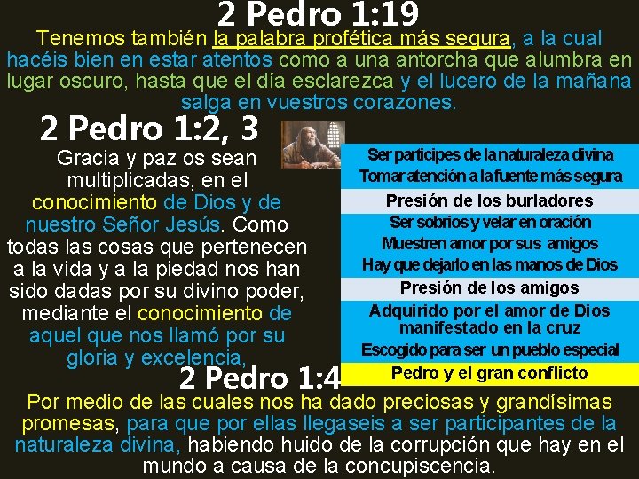 2 Pedro 1: 19 Tenemos también la palabra profética más segura, a la cual