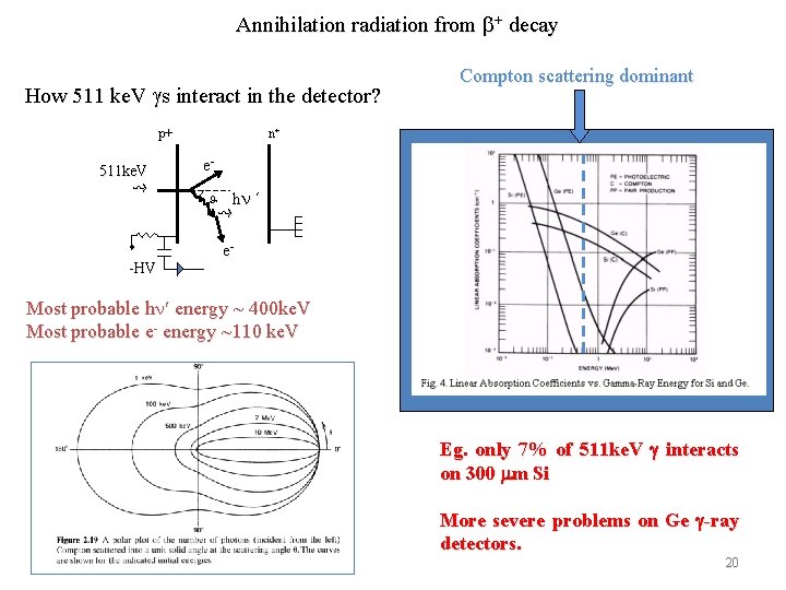 Annihilation radiation from b+ decay How 511 ke. V gs interact in the detector?