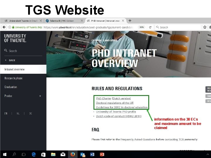 TGS Website information on the 30 ECs and maximum amount to be claimed 02/03/2021